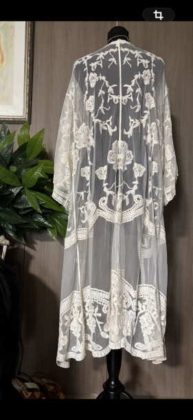 floral lace embroidered long duster 