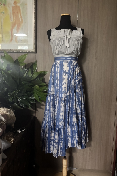 LANVIN unbalanced tired skirt 