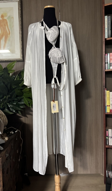 White cotton long robe 