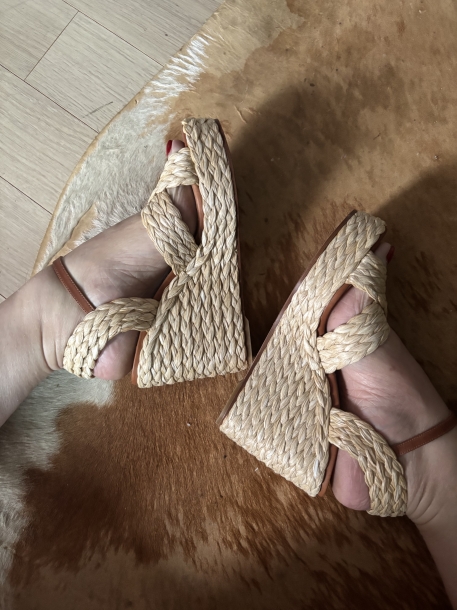 Jimmy Choo straw wedge heel 