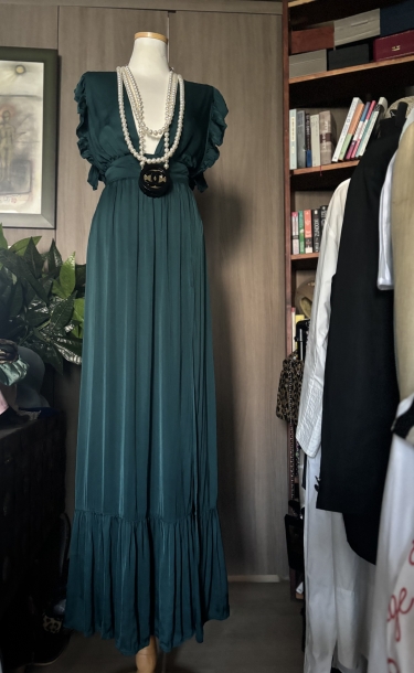  ‘80 green long formal dress