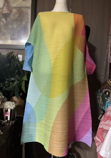 Pleats color block dress