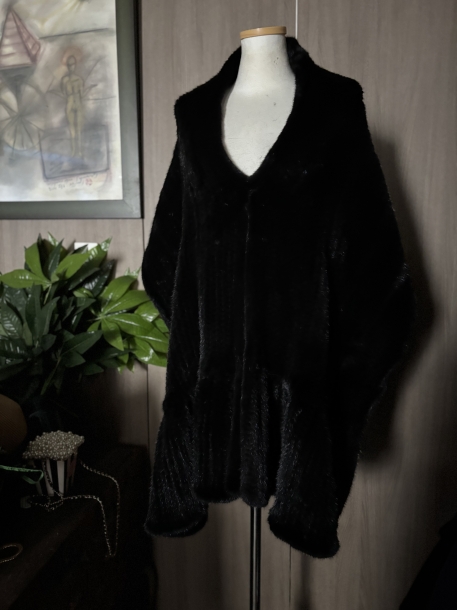 90s Black weaving shawl & muffler